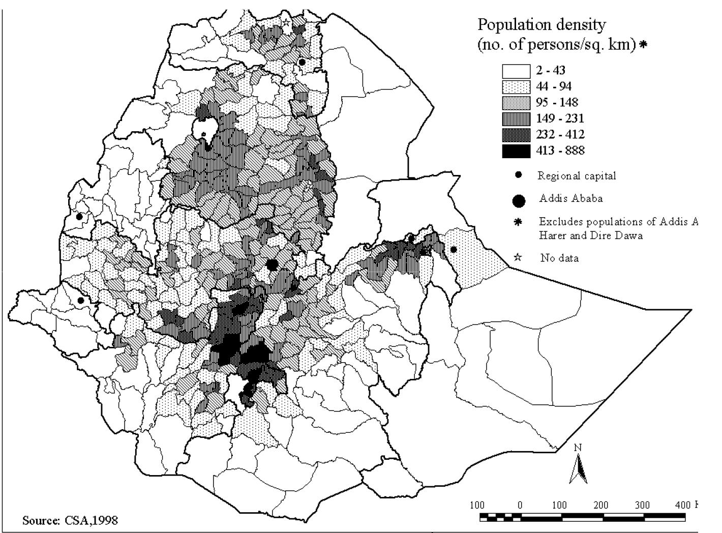 Ethiopia Population Map